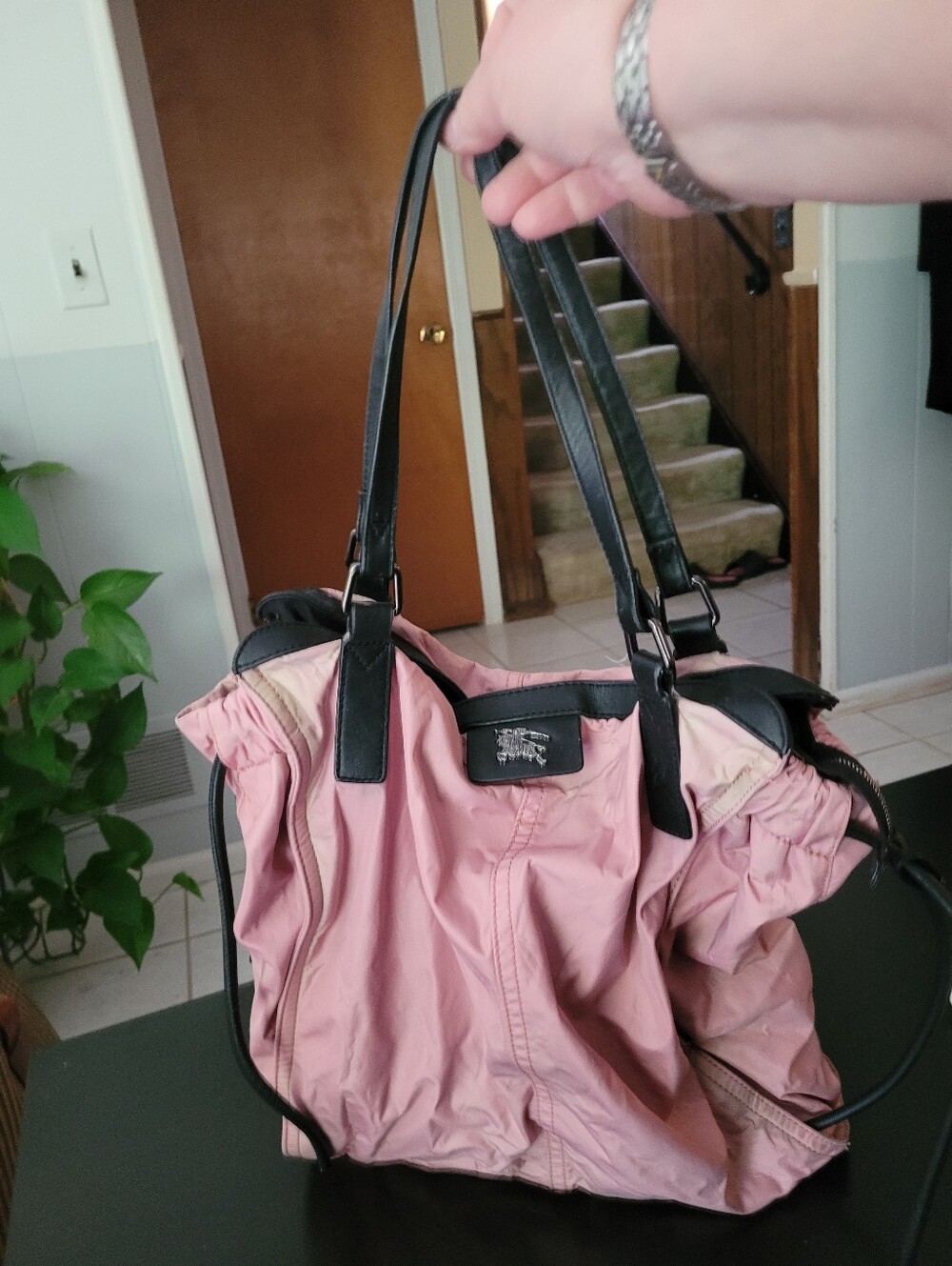 Burberry  Pink Vinyl Shoulder Tote Bag